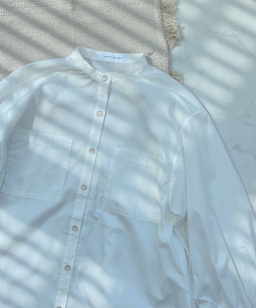 AS KNOW AS plus(アズノゥアズプラス)の「●ダブルポケットクレリックシャツチュニック(チュニック・レディース・オフホワイト/ブラウン系/グリーン系/ブルー系・FREE)」の14枚目の写真