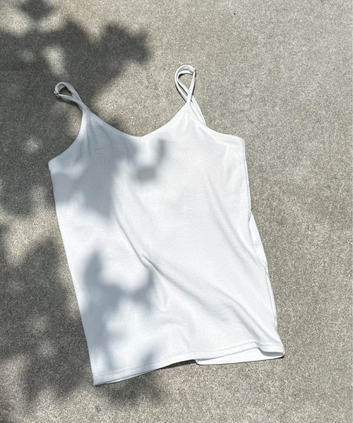 feepur(フェピュール)の「カップ付きリブキャミソール(キャミソール・レディース・ブラック/杢グレー/ピンク/ホワイト・MEDIUM)」の2枚目の写真