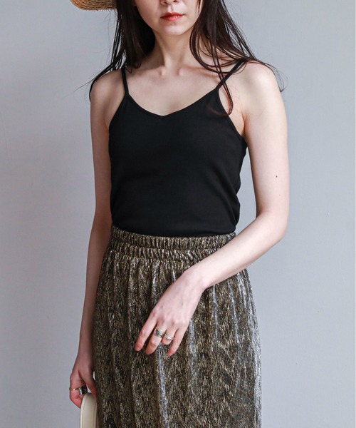 feepur(フェピュール)の「カップ付きリブキャミソール(キャミソール・レディース・ブラック/杢グレー/ピンク/ホワイト・MEDIUM)」の3枚目の写真