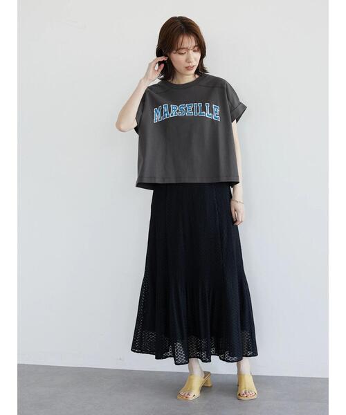 Green Parks(グリーンパークス)の「・Petit Fleur カレッジロゴptTシャツ(Tシャツ/カットソー・レディース・グリーン/オフホワイト/チャコールグレー/ブラック・FREE)」の10枚目の写真