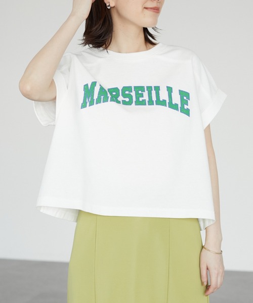 Green Parks(グリーンパークス)の「・Petit Fleur カレッジロゴptTシャツ(Tシャツ/カットソー・レディース・グリーン/オフホワイト/チャコールグレー/ブラック・FREE)」の2枚目の写真