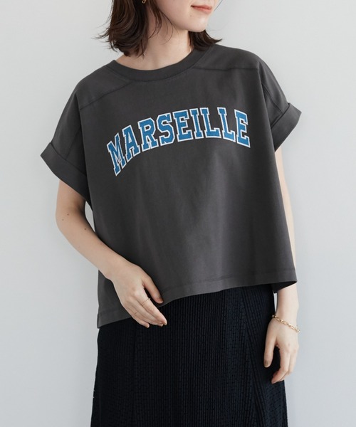 Green Parks(グリーンパークス)の「・Petit Fleur カレッジロゴptTシャツ(Tシャツ/カットソー・レディース・グリーン/オフホワイト/チャコールグレー/ブラック・FREE)」の3枚目の写真