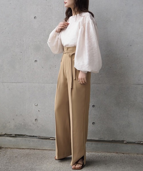 LAULEN（ローレン）の「high waist string pants（スラックス・レディース・ベージュ/アイボリー/ブラック・SMALL/MEDIUM）」の16枚目の写真
