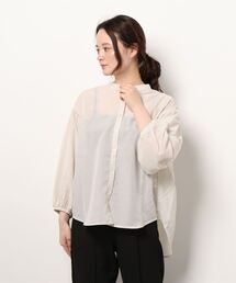 シアーバンドカラーブラウス