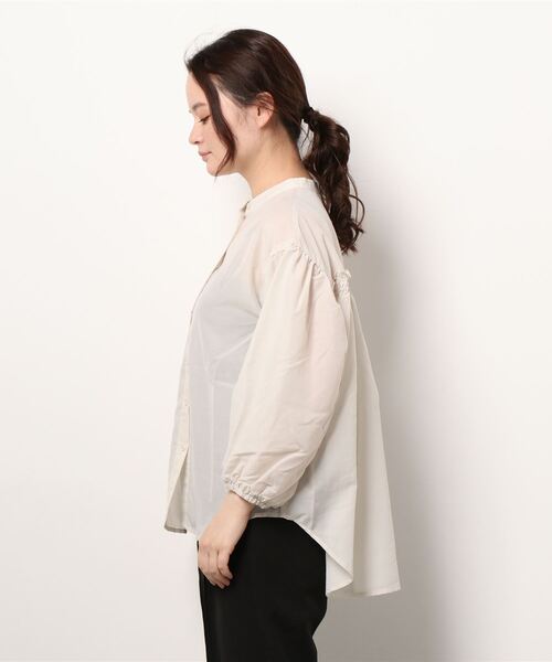 Te chichi TERRASSE（テチチテラス）の「シアーバンドカラーブラウス（シャツ/ブラウス・レディース・ベージュ/ブルー/チャコール・ﾌﾘ-）」の4枚目の写真