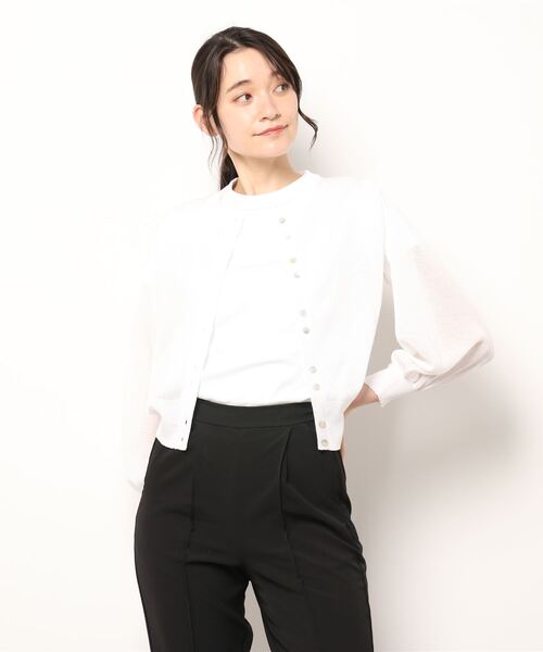 Brahmin(ブラーミン)の「【BRAHMIN】シアーニットカ-ディガン(カーディガン/ボレロ・レディース・ブラック/オフホワイト/Orange/レモンイエロー・2)」の2枚目の写真