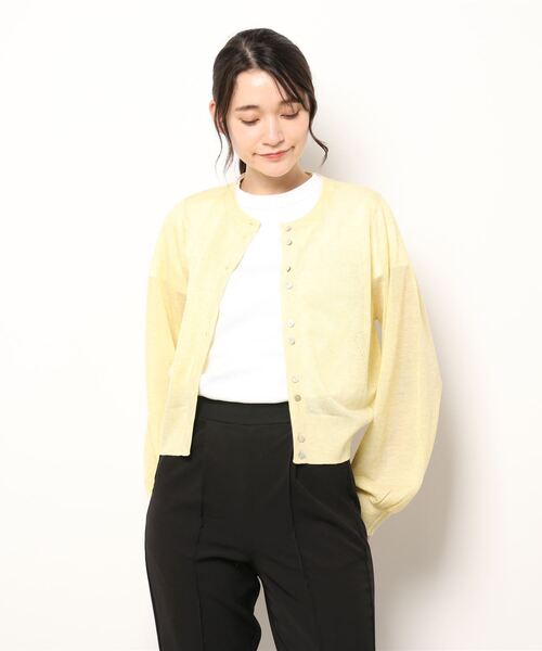 Brahmin(ブラーミン)の「【BRAHMIN】シアーニットカ-ディガン(カーディガン/ボレロ・レディース・ブラック/オフホワイト/Orange/レモンイエロー・2)」の4枚目の写真