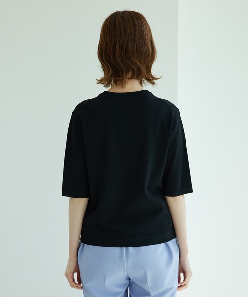 ROPE' PICNIC（ロペピクニック）の「天竺編みハーフスリーブトップス（ニット/セーター・レディース・ブラック/オフホワイト/モスグリーン/パープル系その他6/オレンジ系その他4・38）」の18枚目の写真