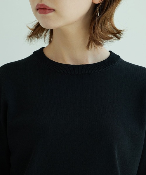 ROPE' PICNIC（ロペピクニック）の「天竺編みハーフスリーブトップス（ニット/セーター・レディース・ブラック/オフホワイト/モスグリーン/パープル系その他6/オレンジ系その他4・38）」の6枚目の写真