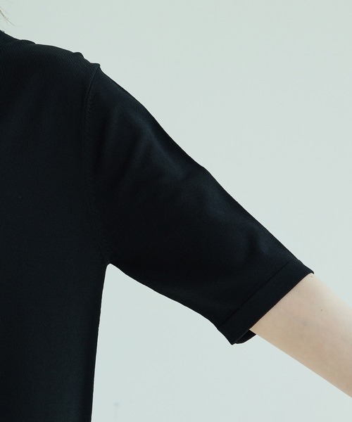 ROPE' PICNIC（ロペピクニック）の「天竺編みハーフスリーブトップス（ニット/セーター・レディース・ブラック/オフホワイト/モスグリーン/パープル系その他6/オレンジ系その他4・38）」の12枚目の写真