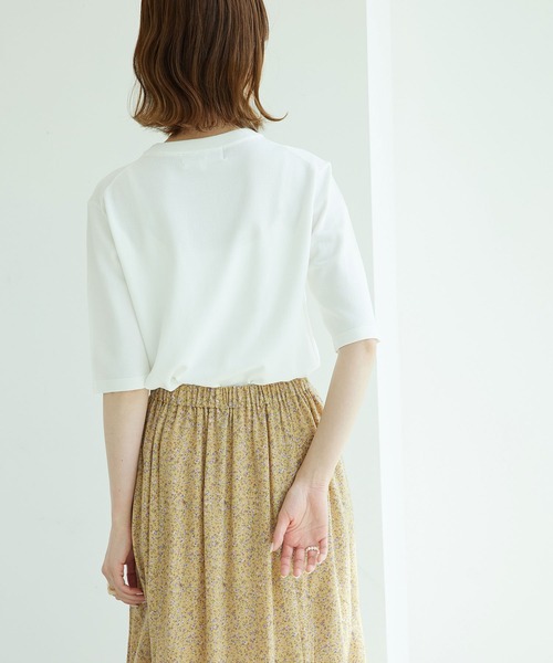 ROPE' PICNIC（ロペピクニック）の「天竺編みハーフスリーブトップス（ニット/セーター・レディース・ブラック/オフホワイト/モスグリーン/パープル系その他6/オレンジ系その他4・38）」の13枚目の写真