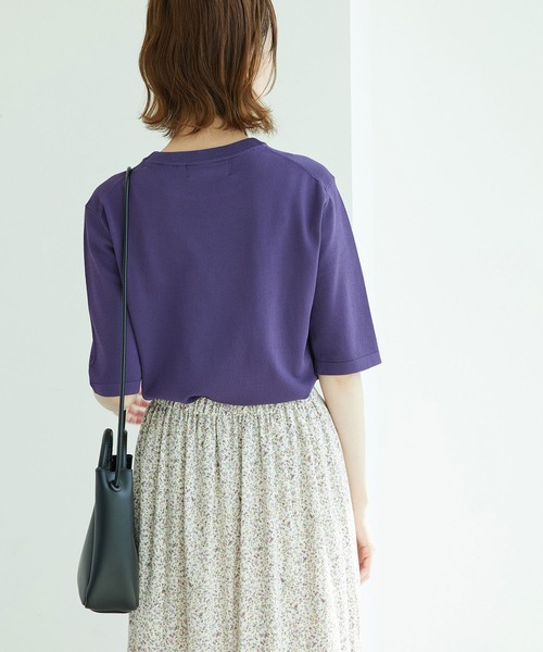 ROPE' PICNIC（ロペピクニック）の「天竺編みハーフスリーブトップス（ニット/セーター・レディース・ブラック/オフホワイト/モスグリーン/パープル系その他6/オレンジ系その他4・38）」の17枚目の写真