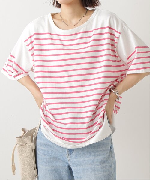 frames RAY CASSIN（フレームスレイカズン）の「パネルボーダー半袖Tシャツ（Tシャツ/カットソー・レディース・ブラック/オフホワイト/ピンク/マスタード/モカ・FREE）」の5枚目の写真