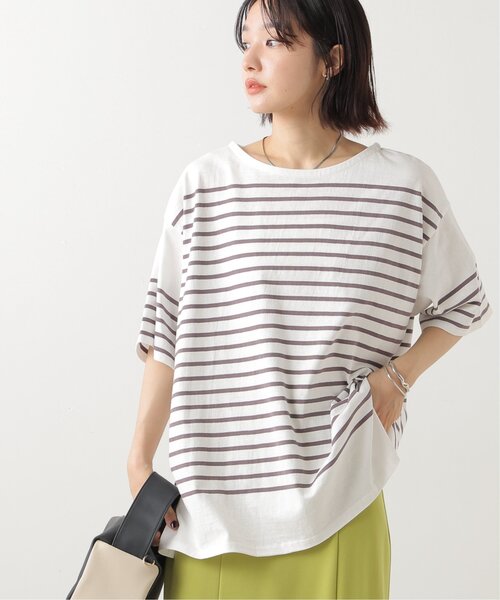 frames RAY CASSIN（フレームスレイカズン）の「パネルボーダー半袖Tシャツ（Tシャツ/カットソー・レディース・ブラック/オフホワイト/ピンク/マスタード/モカ・FREE）」の3枚目の写真