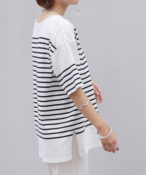 frames RAY CASSIN（フレームスレイカズン）の「パネルボーダー半袖Tシャツ（Tシャツ/カットソー・レディース・ブラック/オフホワイト/ピンク/マスタード/モカ・FREE）」の21枚目の写真