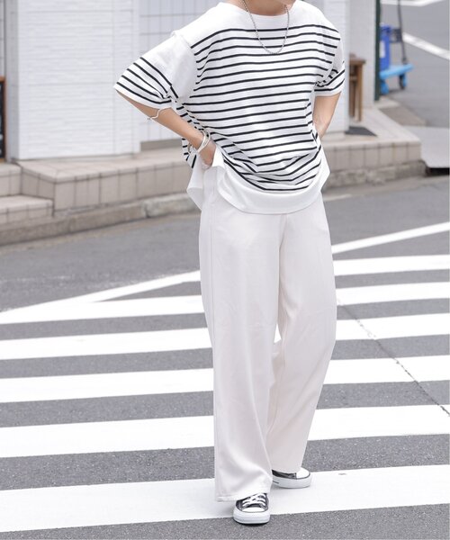 frames RAY CASSIN（フレームスレイカズン）の「パネルボーダー半袖Tシャツ（Tシャツ/カットソー・レディース・ブラック/オフホワイト/ピンク/マスタード/モカ・FREE）」の20枚目の写真