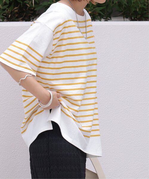 frames RAY CASSIN（フレームスレイカズン）の「パネルボーダー半袖Tシャツ（Tシャツ/カットソー・レディース・ブラック/オフホワイト/ピンク/マスタード/モカ・FREE）」の14枚目の写真