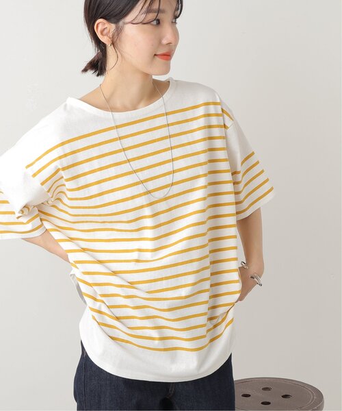 frames RAY CASSIN（フレームスレイカズン）の「パネルボーダー半袖Tシャツ（Tシャツ/カットソー・レディース・ブラック/オフホワイト/ピンク/マスタード/モカ・FREE）」の11枚目の写真