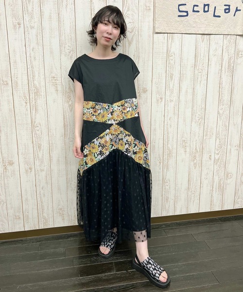 セール 5229 向日葵柄切替ワンピース ワンピース Is Scolar イズスカラー のファッション通販 Zozotown