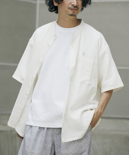 JOURNAL STANDARD relume(ジャーナルスタンダード レリューム)の「FLANDERS LINEN PATTERN バンドカラーシャツ(シャツ/ブラウス・メンズ・ホワイト/ベージュ/ネイビー・MEDIUM/LARGE)」の14枚目の写真