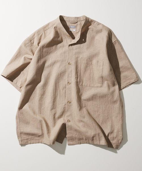 JOURNAL STANDARD relume(ジャーナルスタンダード レリューム)の「FLANDERS LINEN PATTERN バンドカラーシャツ(シャツ/ブラウス・メンズ・ホワイト/ベージュ/ネイビー・MEDIUM/LARGE)」の16枚目の写真