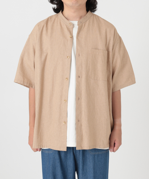 JOURNAL STANDARD relume(ジャーナルスタンダード レリューム)の「FLANDERS LINEN PATTERN バンドカラーシャツ(シャツ/ブラウス・メンズ・ホワイト/ベージュ/ネイビー・MEDIUM/LARGE)」の18枚目の写真