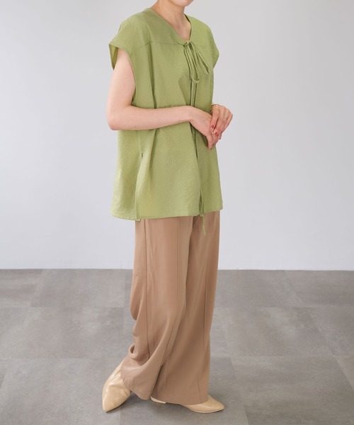 ＡＮＤＪ（アンドジェイ）の「2WAYシアーサッカーギンガムトップス（Tシャツ/カットソー・レディース・グリーン系その他/オフホワイト/イエロー/ブラック・M）」の18枚目の写真