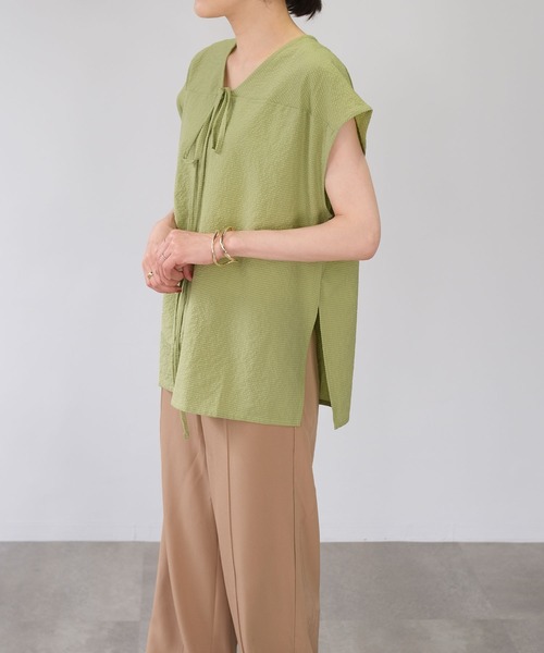 ＡＮＤＪ（アンドジェイ）の「2WAYシアーサッカーギンガムトップス（Tシャツ/カットソー・レディース・グリーン系その他/オフホワイト/イエロー/ブラック・M）」の19枚目の写真