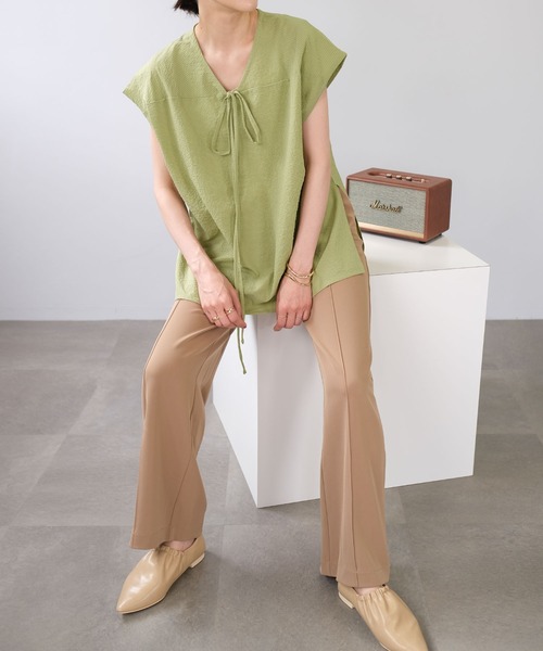 ＡＮＤＪ（アンドジェイ）の「2WAYシアーサッカーギンガムトップス（Tシャツ/カットソー・レディース・グリーン系その他/オフホワイト/イエロー/ブラック・M）」の21枚目の写真