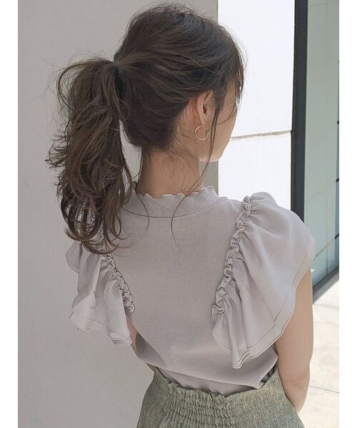 dazzlin（ダズリン）の「ダブルシフォンドッキングカットソー（Tシャツ/カットソー・レディース・オフホワイト/グレー/ブラック/ピンク/ネイビー・FREE）」の22枚目の写真