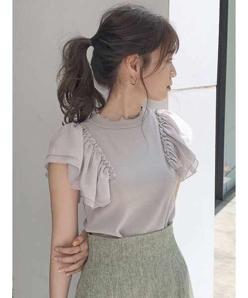 dazzlin（ダズリン）の「ダブルシフォンドッキングカットソー（Tシャツ/カットソー・レディース・オフホワイト/グレー/ブラック/ピンク/ネイビー・FREE）」の21枚目の写真