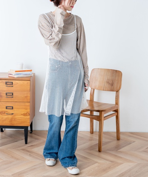 WEGO（ウィゴー）の「WEGO/フィンガーホールボーダーシアーロンT（Tシャツ/カットソー・レディース・ブルー系その他5/パープル系その他5・FREE）」の4枚目の写真