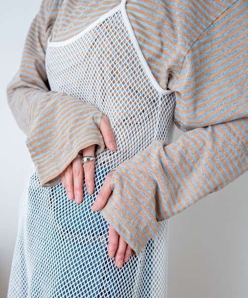 WEGO（ウィゴー）の「WEGO/フィンガーホールボーダーシアーロンT（Tシャツ/カットソー・レディース・ブルー系その他5/パープル系その他5・FREE）」の6枚目の写真