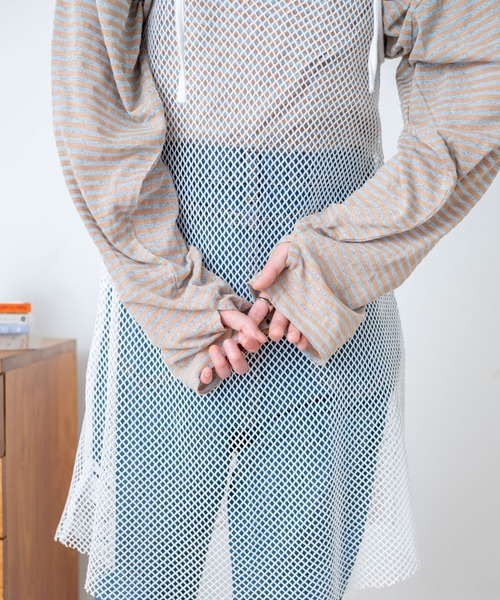 WEGO（ウィゴー）の「WEGO/フィンガーホールボーダーシアーロンT（Tシャツ/カットソー・レディース・ブルー系その他5/パープル系その他5・FREE）」の7枚目の写真