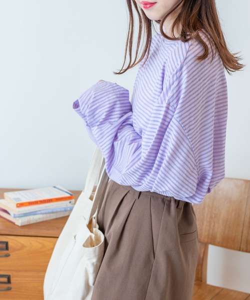 WEGO（ウィゴー）の「WEGO/フィンガーホールボーダーシアーロンT（Tシャツ/カットソー・レディース・ブルー系その他5/パープル系その他5・FREE）」の10枚目の写真