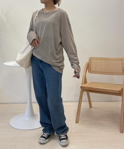 WEGO（ウィゴー）の「WEGO/フィンガーホールボーダーシアーロンT（Tシャツ/カットソー・レディース・ブルー系その他5/パープル系その他5・FREE）」の21枚目の写真