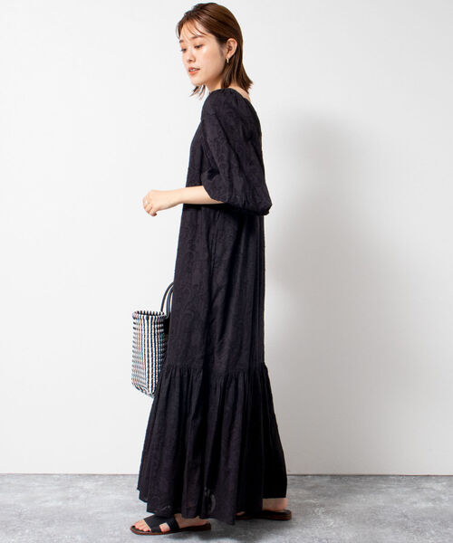 NOLLEY’S（ノーリーズ）の「◇【WEB限定】カットジャガードワンピース（ワンピース・レディース・ブラック/キナリ・FREE）」の18枚目の写真