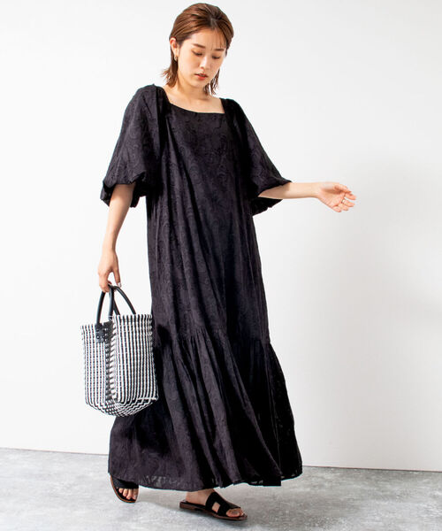 NOLLEY’S（ノーリーズ）の「◇【WEB限定】カットジャガードワンピース（ワンピース・レディース・ブラック/キナリ・FREE）」の15枚目の写真