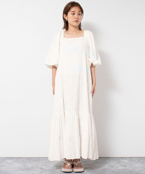 NOLLEY’S（ノーリーズ）の「◇【WEB限定】カットジャガードワンピース（ワンピース・レディース・ブラック/キナリ・FREE）」の10枚目の写真