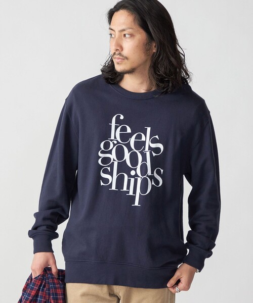 THE DAY ON THE BEACH(ザデイオンザビーチ)の「*【SHIPS別注】THE DAY ON THE BEACH: プリント クルーネック スウェット(スウェット・メンズ・ホワイト/パープル/ネイビー・SMALL/MEDIUM/LARGE/X-LARGE)」の3枚目の写真