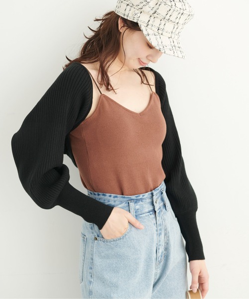 FREE'S MART（フリーズマート）の「◆ショート丈リブニットボレロ（カーディガン/ボレロ・レディース・ホワイト/ブラック/グリーン・FREE）」の8枚目の写真