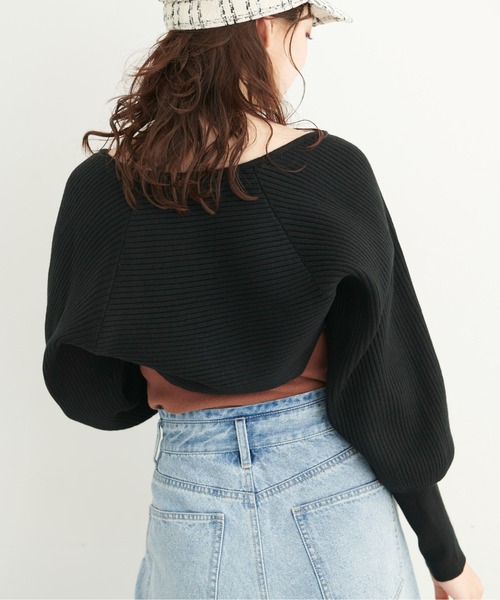 FREE'S MART（フリーズマート）の「◆ショート丈リブニットボレロ（カーディガン/ボレロ・レディース・ホワイト/ブラック/グリーン・FREE）」の12枚目の写真