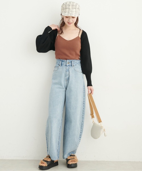 FREE'S MART（フリーズマート）の「◆ショート丈リブニットボレロ（カーディガン/ボレロ・レディース・ホワイト/ブラック/グリーン・FREE）」の13枚目の写真