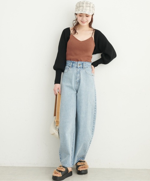 FREE'S MART（フリーズマート）の「◆ショート丈リブニットボレロ（カーディガン/ボレロ・レディース・ホワイト/ブラック/グリーン・FREE）」の14枚目の写真