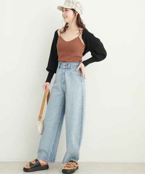 FREE'S MART（フリーズマート）の「◆ショート丈リブニットボレロ（カーディガン/ボレロ・レディース・ホワイト/ブラック/グリーン・FREE）」の15枚目の写真