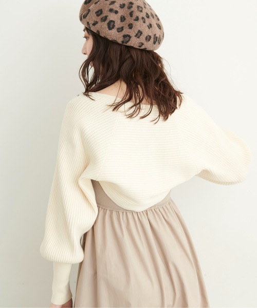 FREE'S MART（フリーズマート）の「◆ショート丈リブニットボレロ（カーディガン/ボレロ・レディース・ホワイト/ブラック/グリーン・FREE）」の7枚目の写真