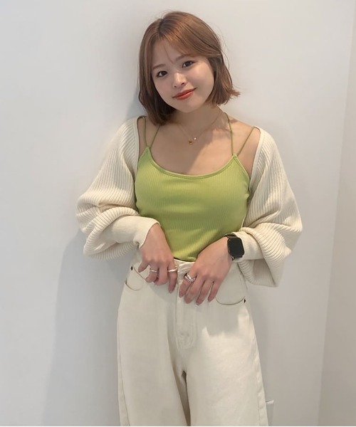 FREE'S MART（フリーズマート）の「◆ショート丈リブニットボレロ（カーディガン/ボレロ・レディース・ホワイト/ブラック/グリーン・FREE）」の5枚目の写真