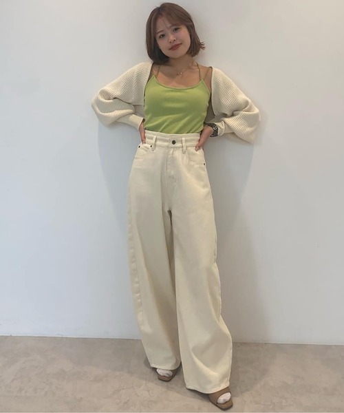 FREE'S MART（フリーズマート）の「◆ショート丈リブニットボレロ（カーディガン/ボレロ・レディース・ホワイト/ブラック/グリーン・FREE）」の6枚目の写真