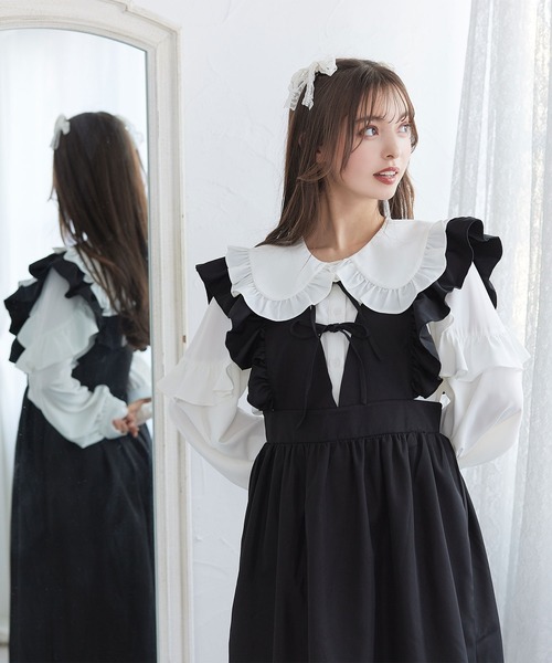 楽天市場】レイヤード風ボウタイリボンジャンスカワンピース