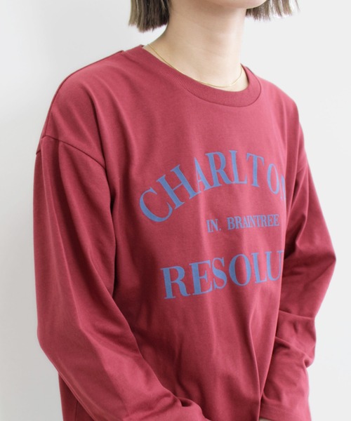 MLI'A（エムリア）の「3段ロゴロングTシャツ（Tシャツ/カットソー・レディース・ボルドー/ホワイト×ブラック/ブラック×ホワイト・M）」の3枚目の写真